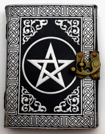 Silver/Black Leather Embossed Pentagram Journal
